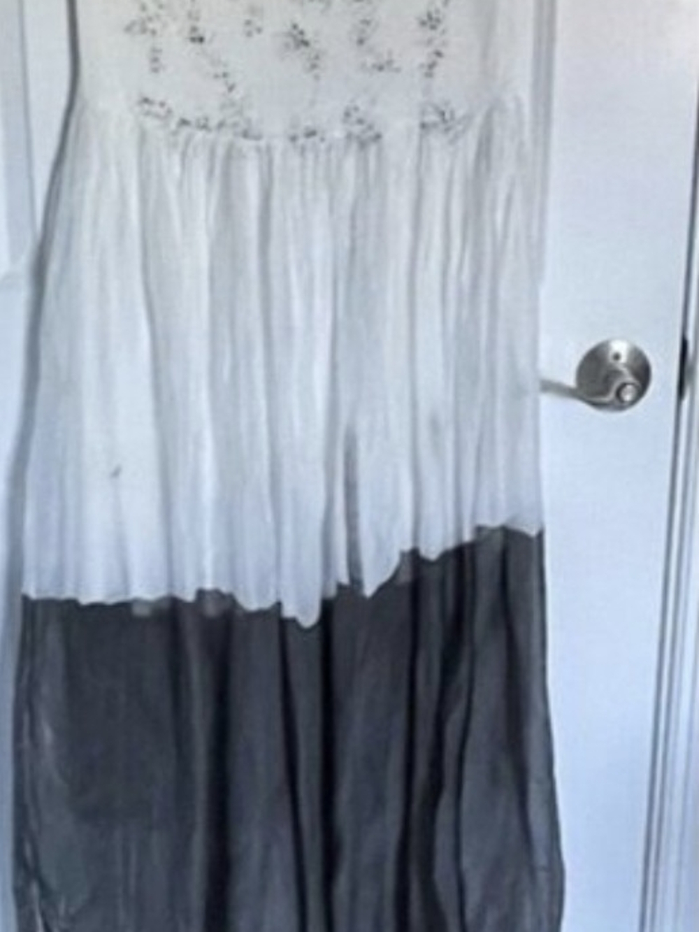 100% Silk COMING SOON! Belle France Luxury Two-Tone White and Gray Maxi Skirt